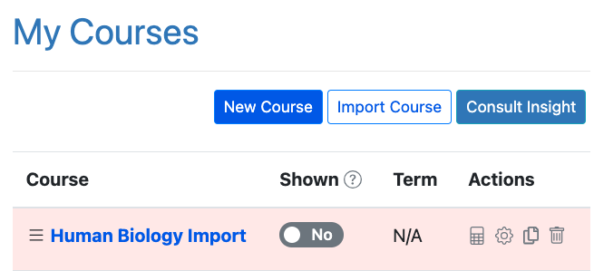 screenshot of LibreTexts ADAPT My Courses with buttons including 'Import Course
